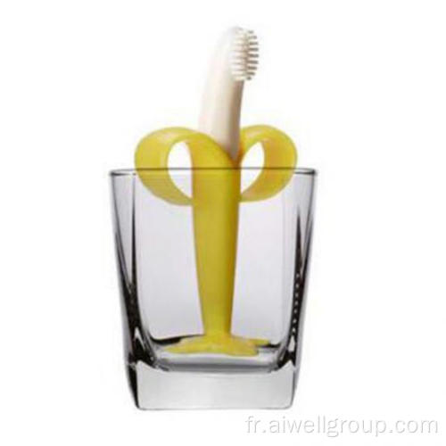 Brosse à dents de nettoyage en silicone de forme de banane Baby Silicone